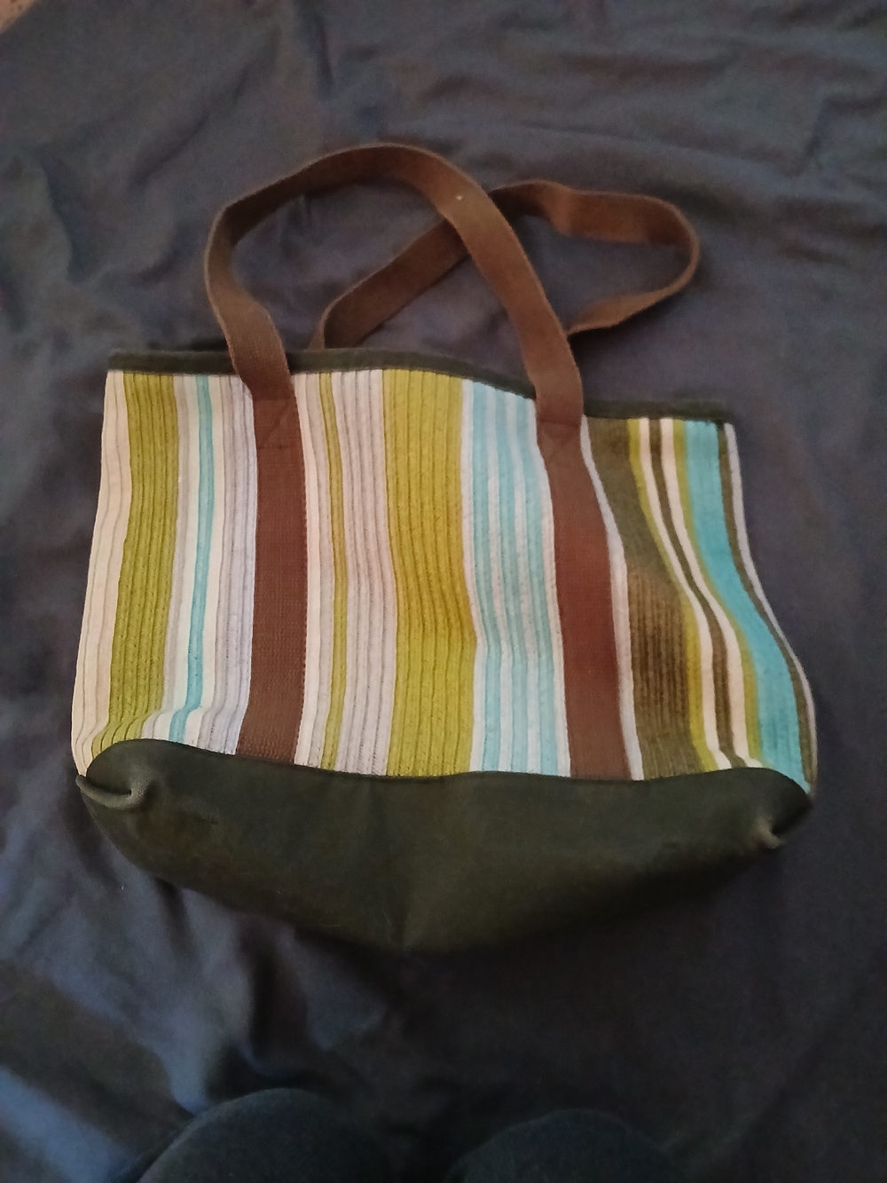 Old Navy Striped Tote in Green, Blue, Cream and Brown